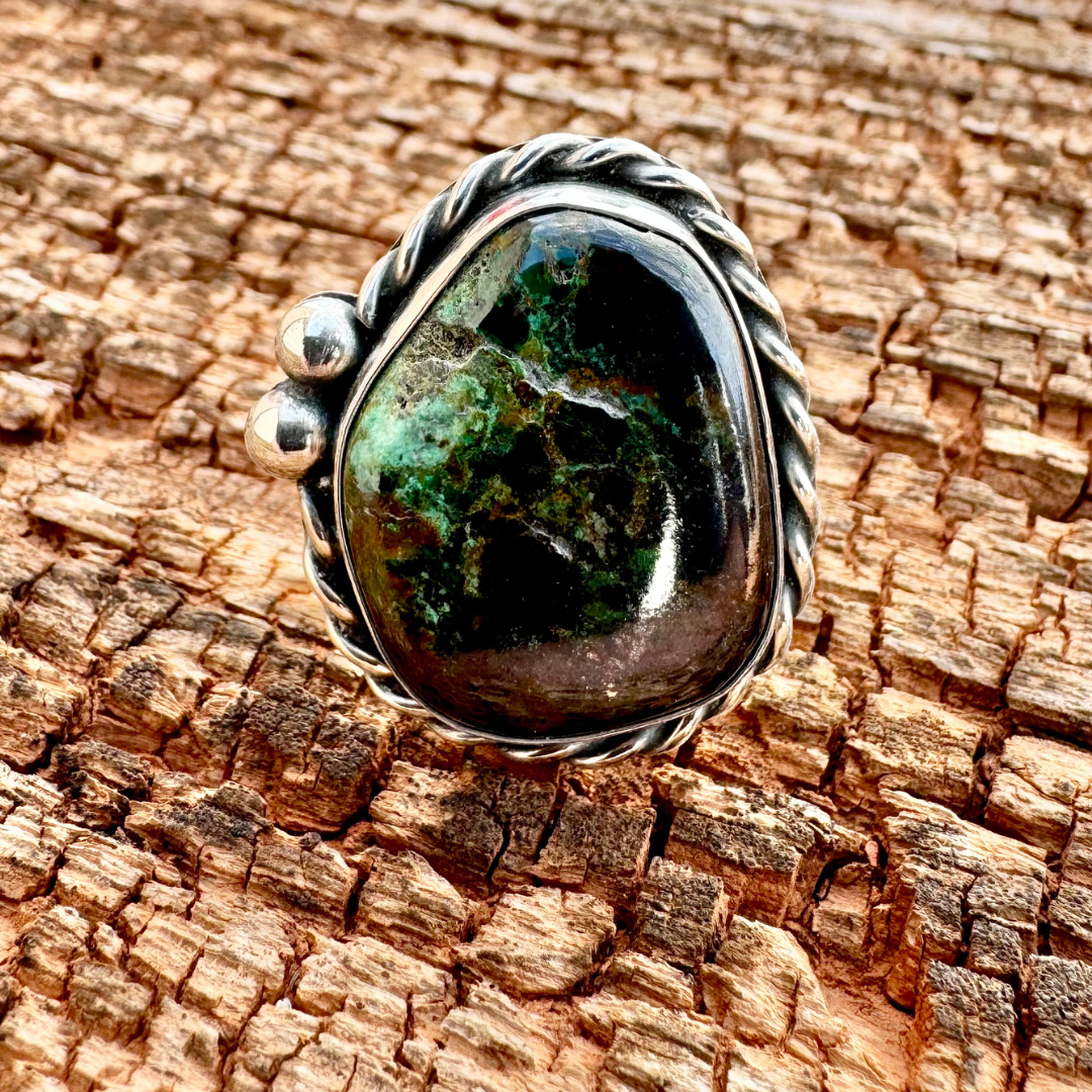 Deep Green Turquoise Ring | Size 8.5